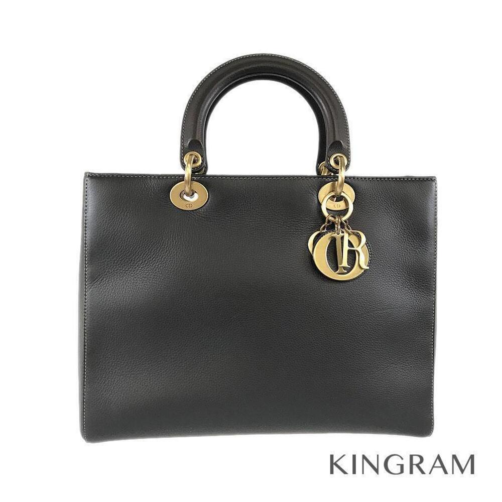 Christian Dior Lady Handbag shoulder strap black leather skd